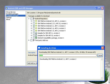 android sdk download 20kb per second