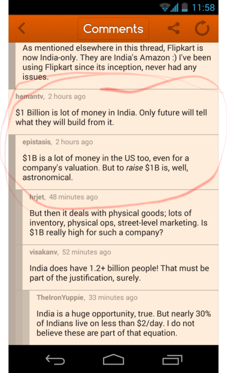 Well $1B !! Love this kinda convo.
http://dealbook.nytimes.com/2014/07/29/indian-e-commerce-firm-flipkart-raises-eye-popping-1-billion/